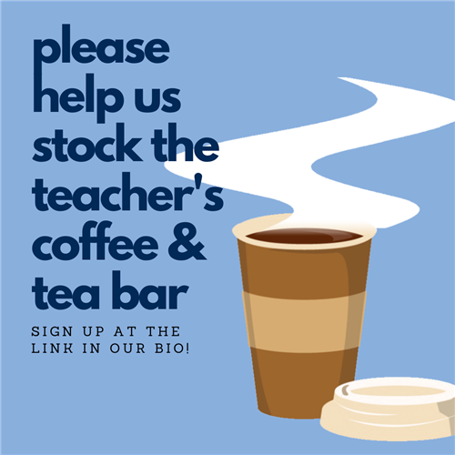 Coffee Bar Donations with steaming coffee cup